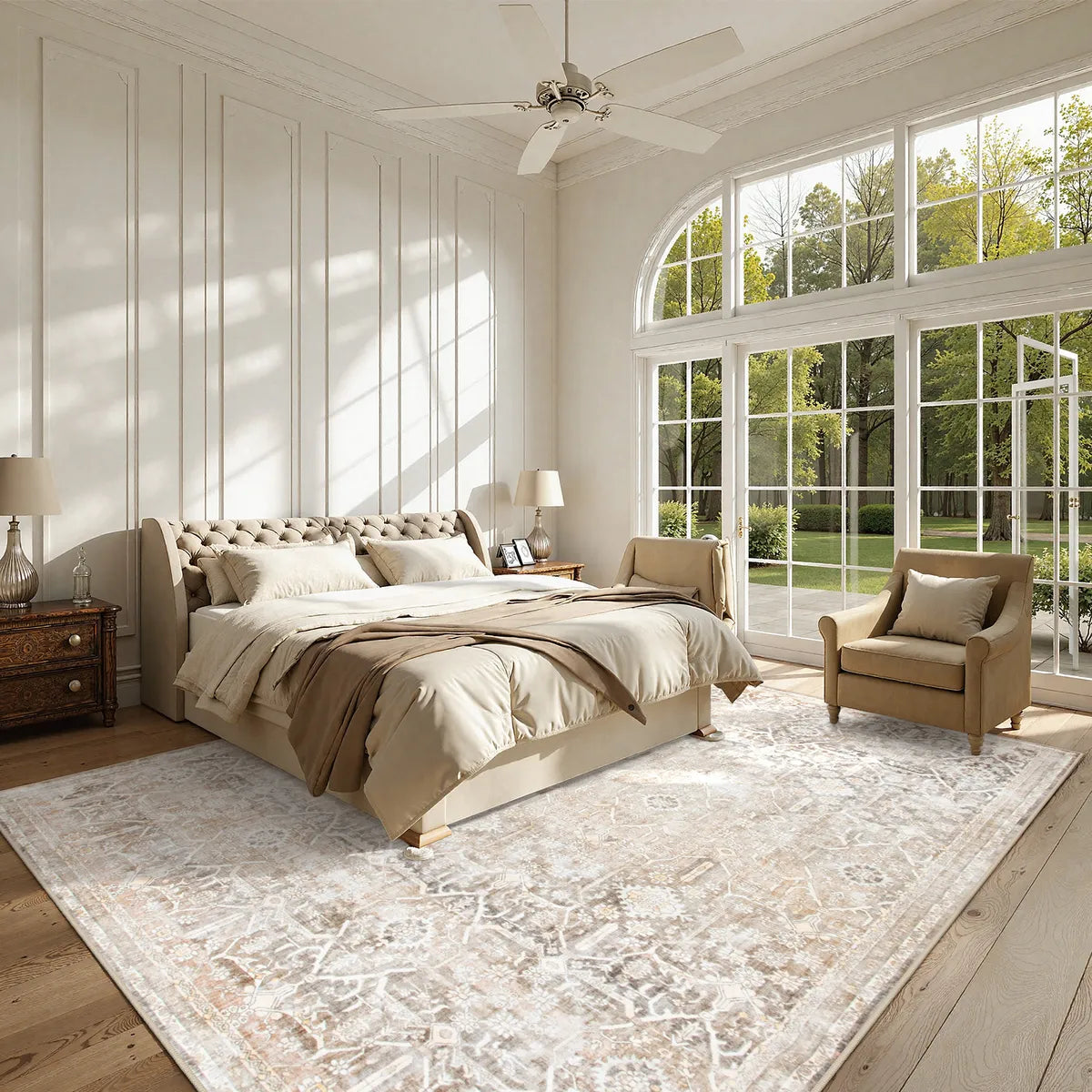 Velora Washable Vintage Sand Beige Rug Area Rugs Lahome 8' x 10'