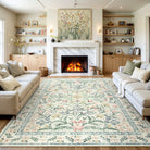 Sylvie Washable Boho Modern Parisian Garden Floral Beige Rug Area Rugs Lahome