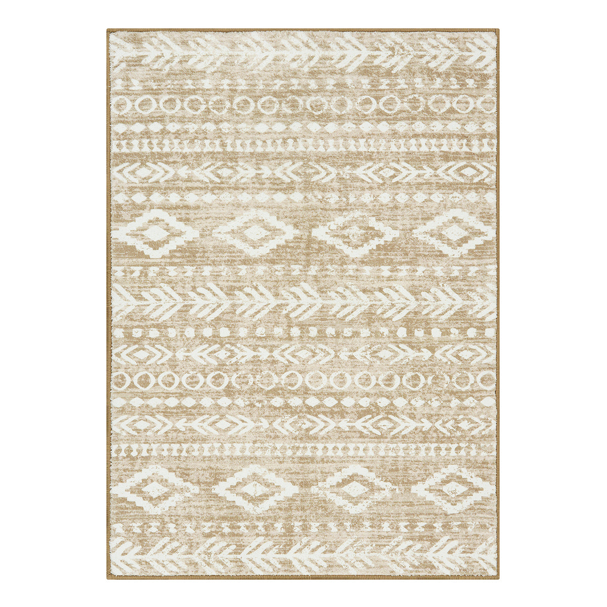 Varena Washable Modern Rustic Farmhouse Moroccan Tribal Tan/White Rug Area Rugs Lahome