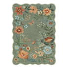 Flore Washable Boho Modern Parisian Floral Scalloped Green Rug Area Rugs Lahome
