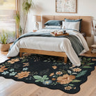Flore Washable Boho Modern Parisian Floral Black 4x6 Rug Clearance Rugs Lahome