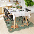 Flore Washable Boho Whimsical Floral Green 3 Piece Rug Set Rug Set Lahome