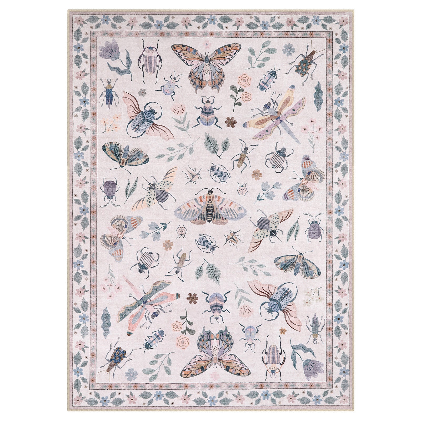 Vionnet Washable Modern Parisian Insect Light Pink Rug1 Area Rugs Lahome