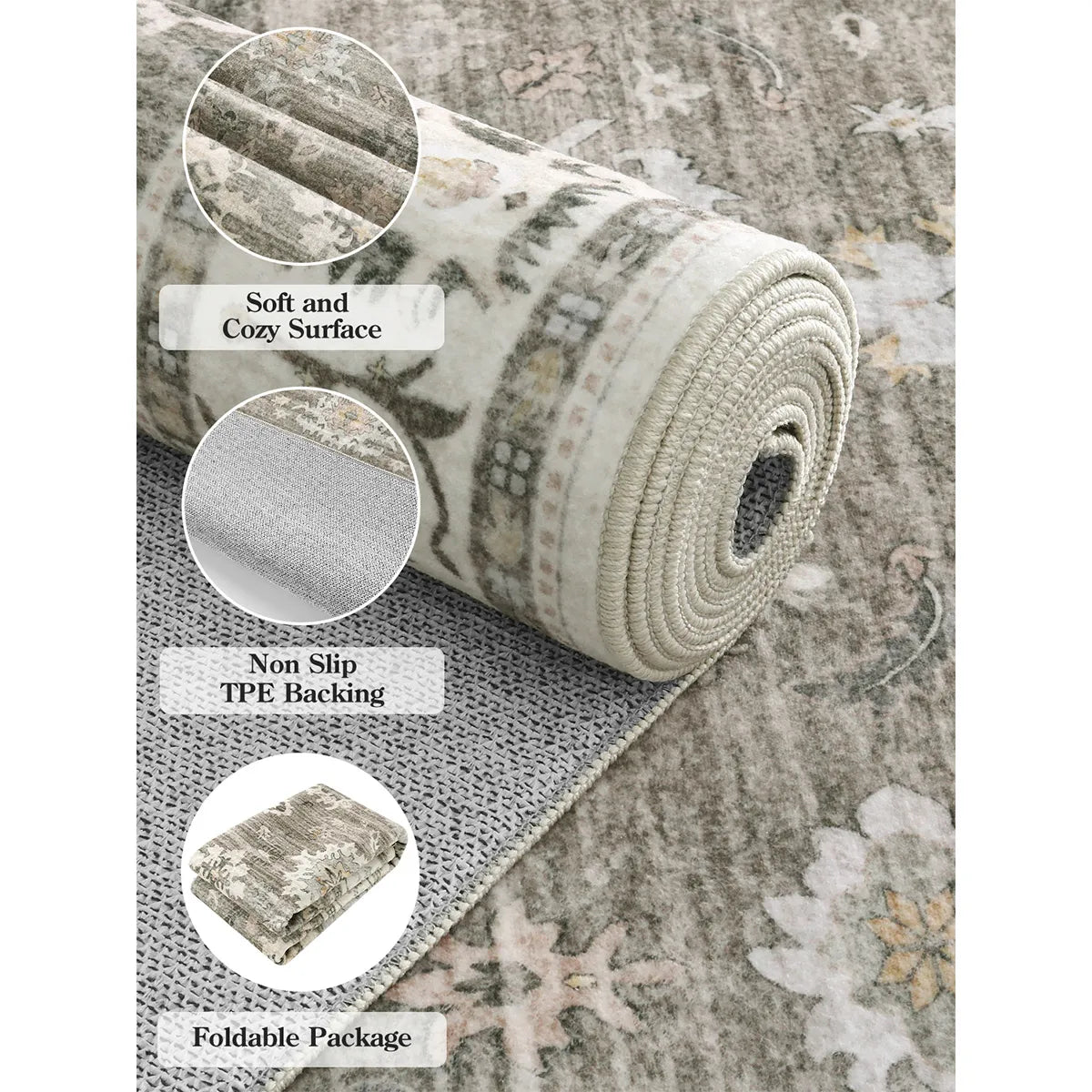 Clearance Baye Washable Distressed Vintage Boho Chic Brown Rug Clearance Rugs Lahome