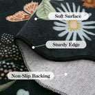 Flore Washable Boho Modern Parisian Floral Black 4x6 Rug Clearance Rugs Lahome