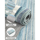 Estelle Washable Modern Abstract Bordered Scalloped Blue Rug Irregular Rugs Lahome