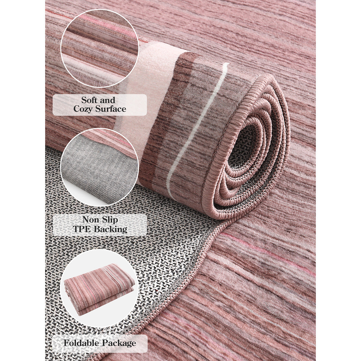 Estelle Washable Modern Abstract Bordered Scalloped Pink Rug Irregular Rugs Lahome