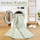 Darrell Washable Abstract Rainbow Stripe Green/White Rug Area Rugs Lahome