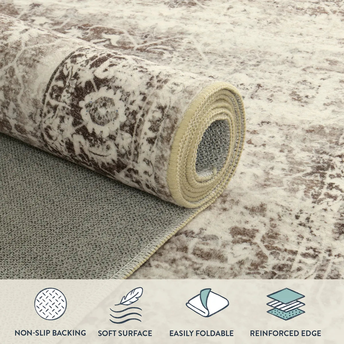 Margot Washable Vintage Distressed Beige Rug Clearance Rugs Lahome