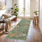 Flore Washable Boho Whimsical Floral Green 3 Piece Rug Set Rug Set Lahome