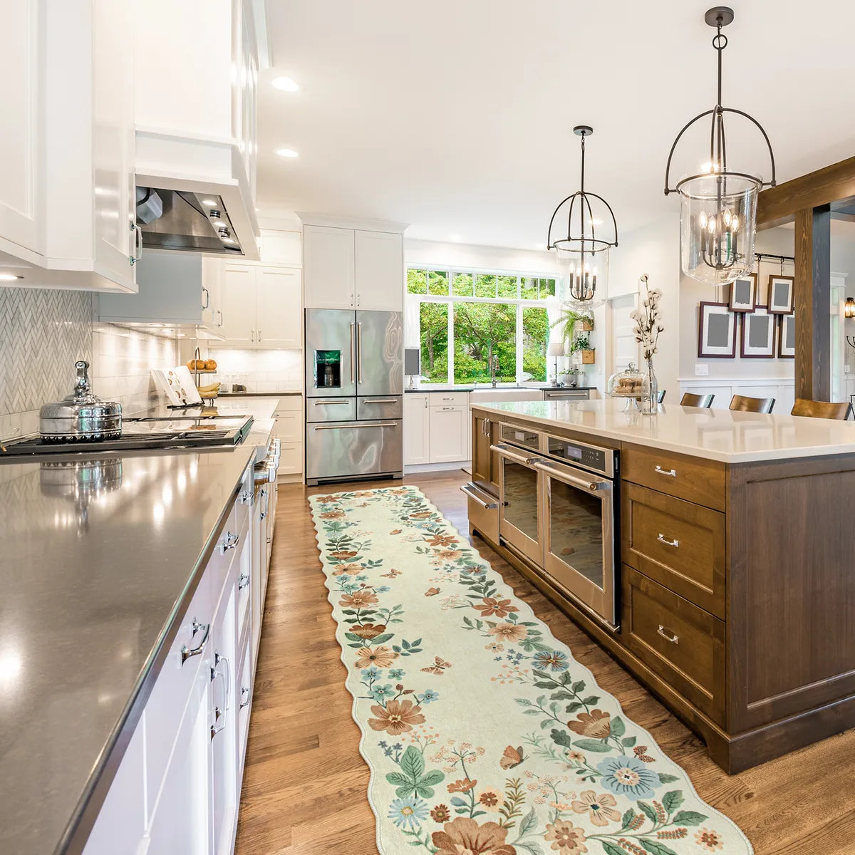 Flore Washable Boho Modern Parisian Floral Scalloped Beige Rug Area Rugs Lahome 2.5' x 10'