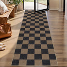 Colette Washable Checkered Easy Jute Dark Brown Indoor/Outdoor Rug Easy Jute Area Rug Lahome 2'5" x 8'