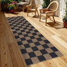 Colette Washable Checkered Easy Jute Dark Brown Indoor/Outdoor Rug Easy Jute Area Rug Lahome