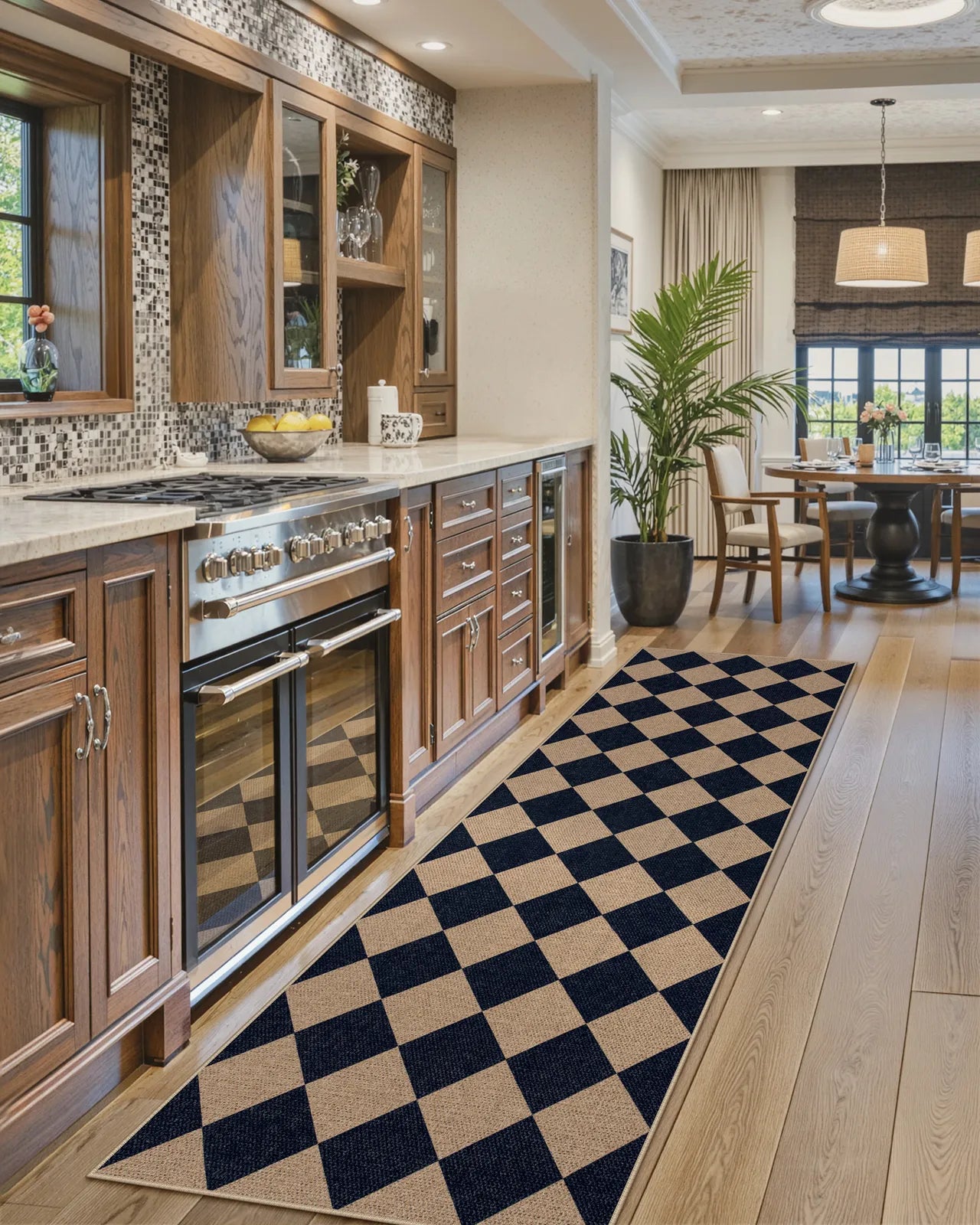 Coline Washable Geometric Checkered Easy Jute Dark Brown Indoor/Outdoor Rug Easy Jute Area Rug Lahome