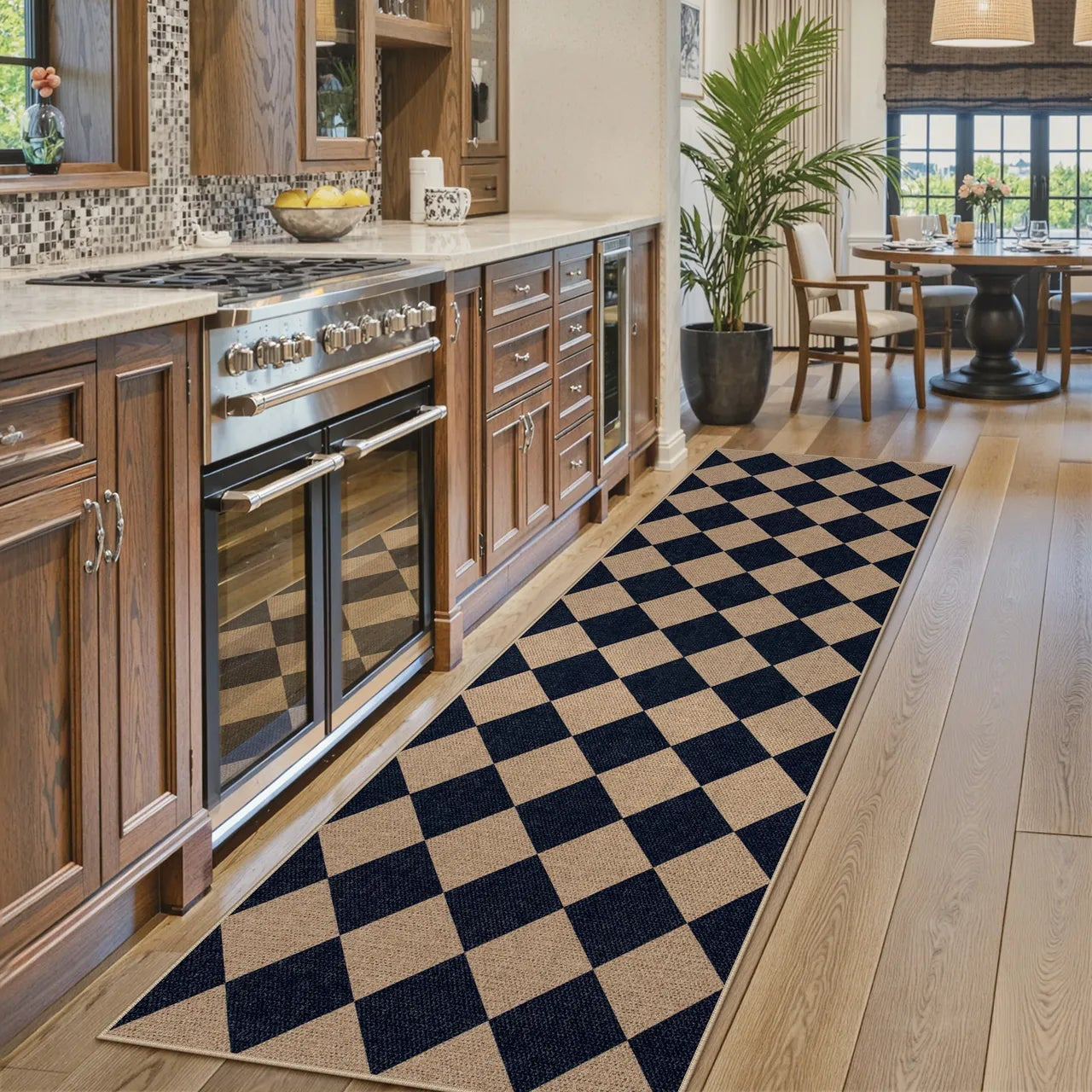 Coline Washable Geometric Checkered Easy Jute Dark Brown Indoor/Outdoor Rug Easy Jute Area Rug Lahome