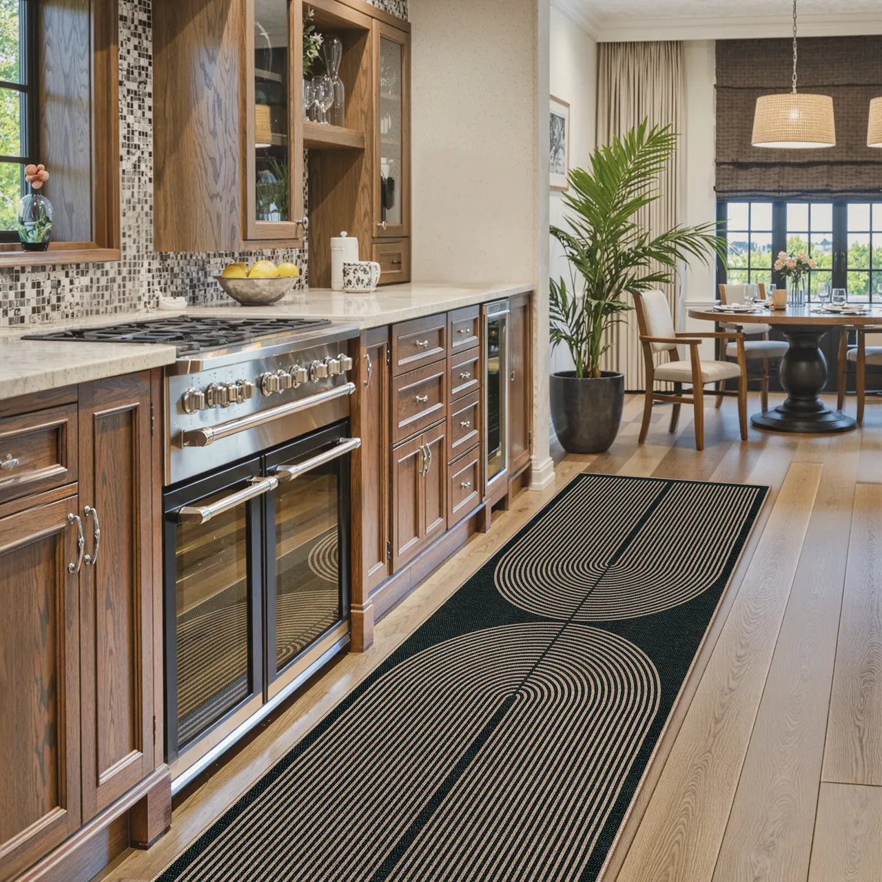 Enfys Washable Modern Rainbow Easy Jute Black Indoor/Outdoor Rug Clearance Rugs Lahome 2'5" x 8'