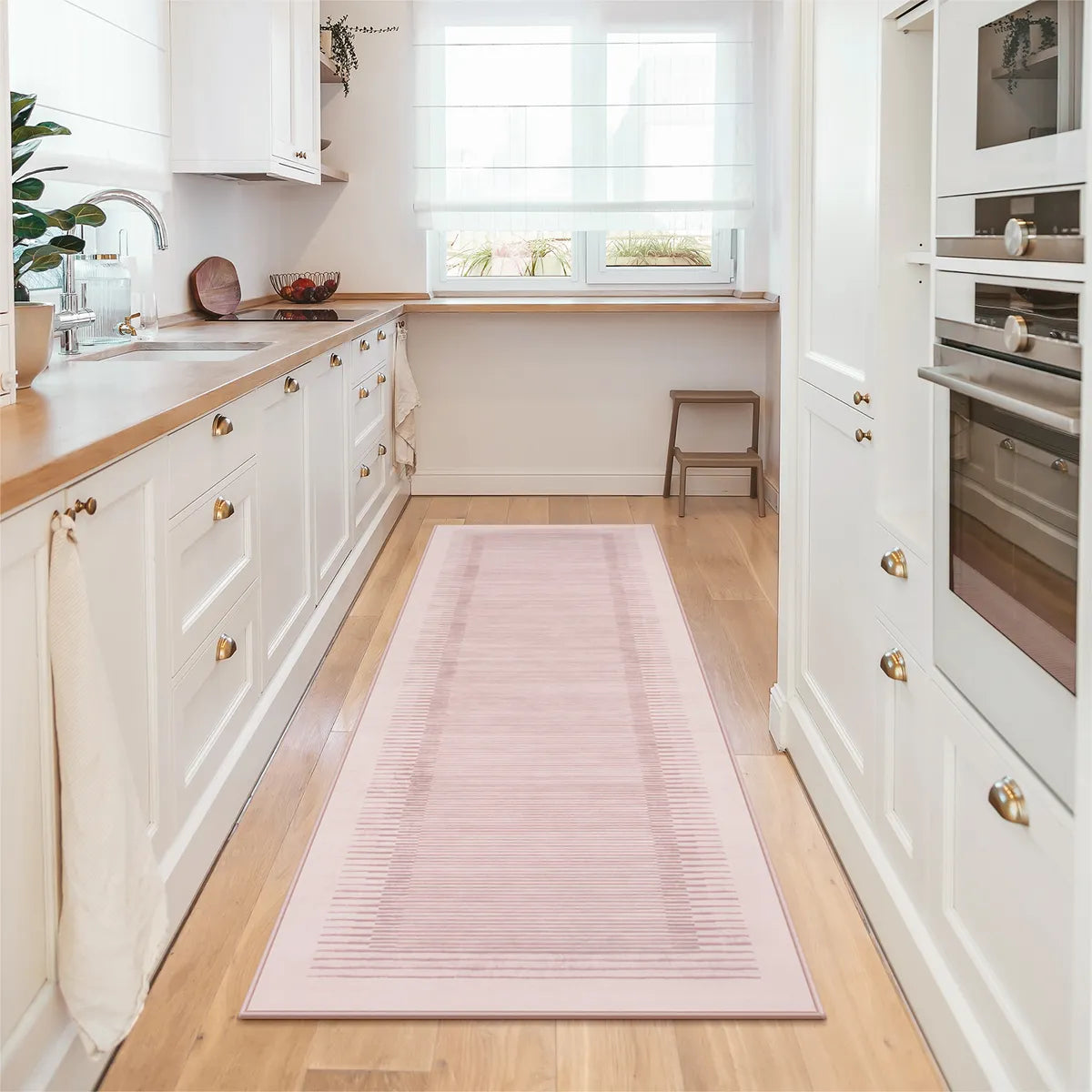 Linea Washable Modern Minimalist Line Pink Rug Rugs Lahome 2.5' x 8'