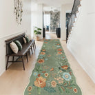 Flore Washable Boho Modern Parisian Floral Green Rug Area Rugs Lahome 2.5' x 8'