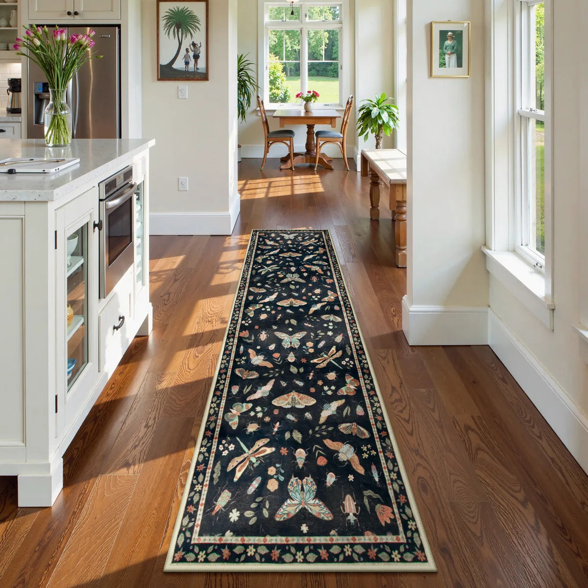 Vionnet Washable Modern Parisian Insect Black Rug Rugs Lahome