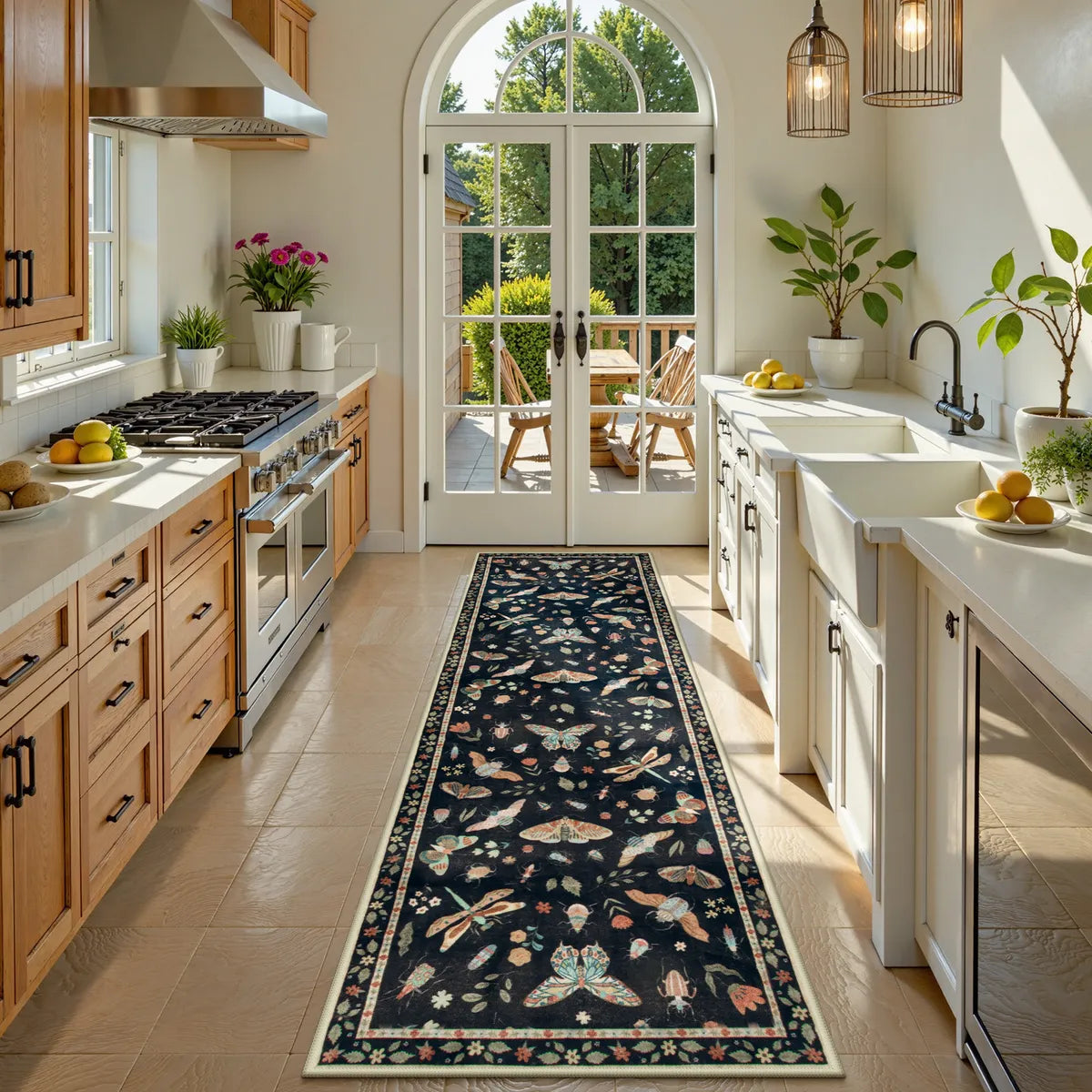 Vionnet Washable Modern Parisian Insect Black Rug Rugs Lahome 2'5"x8'