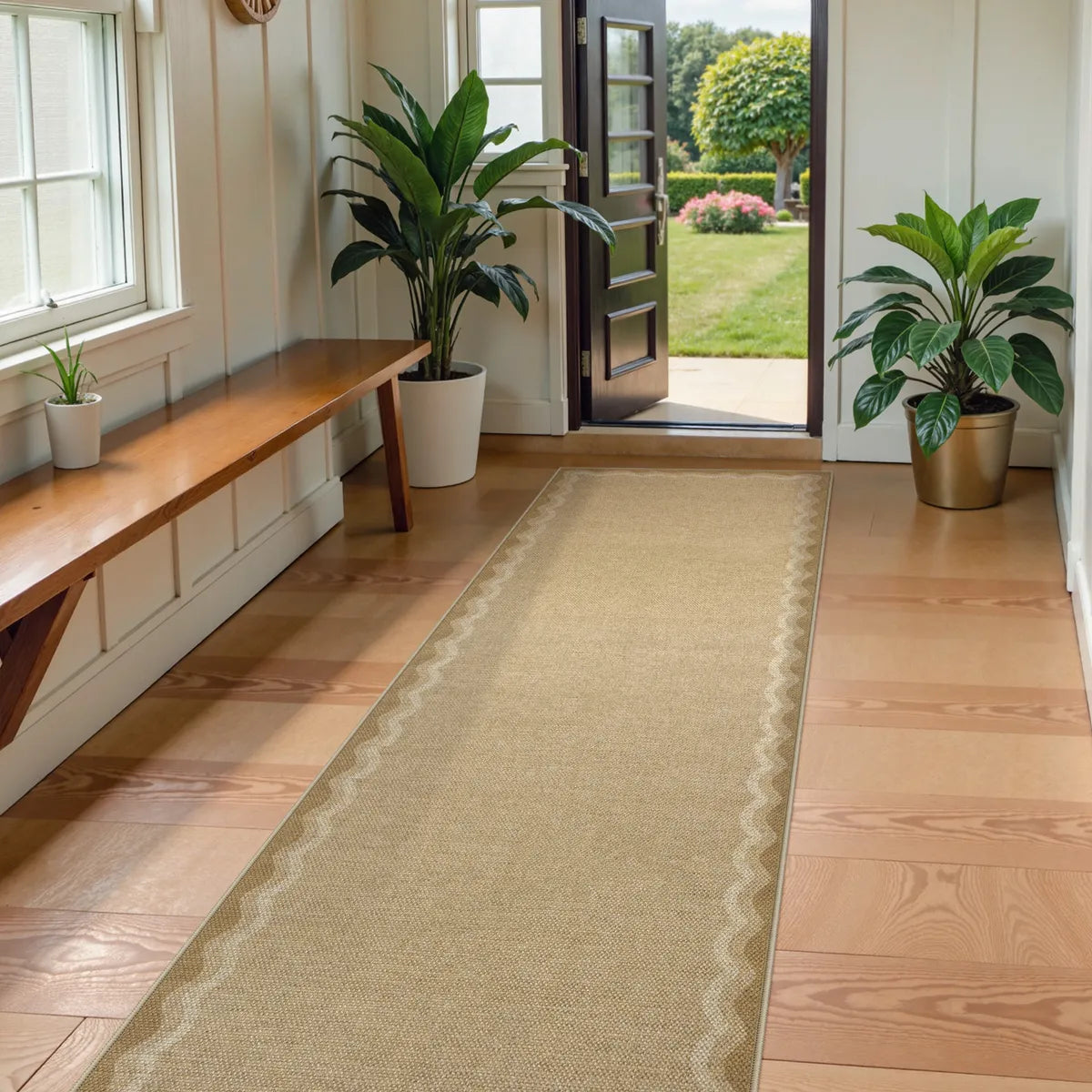 Linoe Washable Gradient Wavy Oatmeal Easy Jute Rug Rugs Lahome 2.5' x 8'