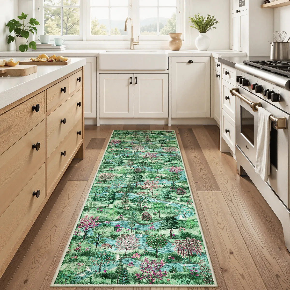 Vernay Washable Forest Woodland Green Rug Area Rugs Lahome