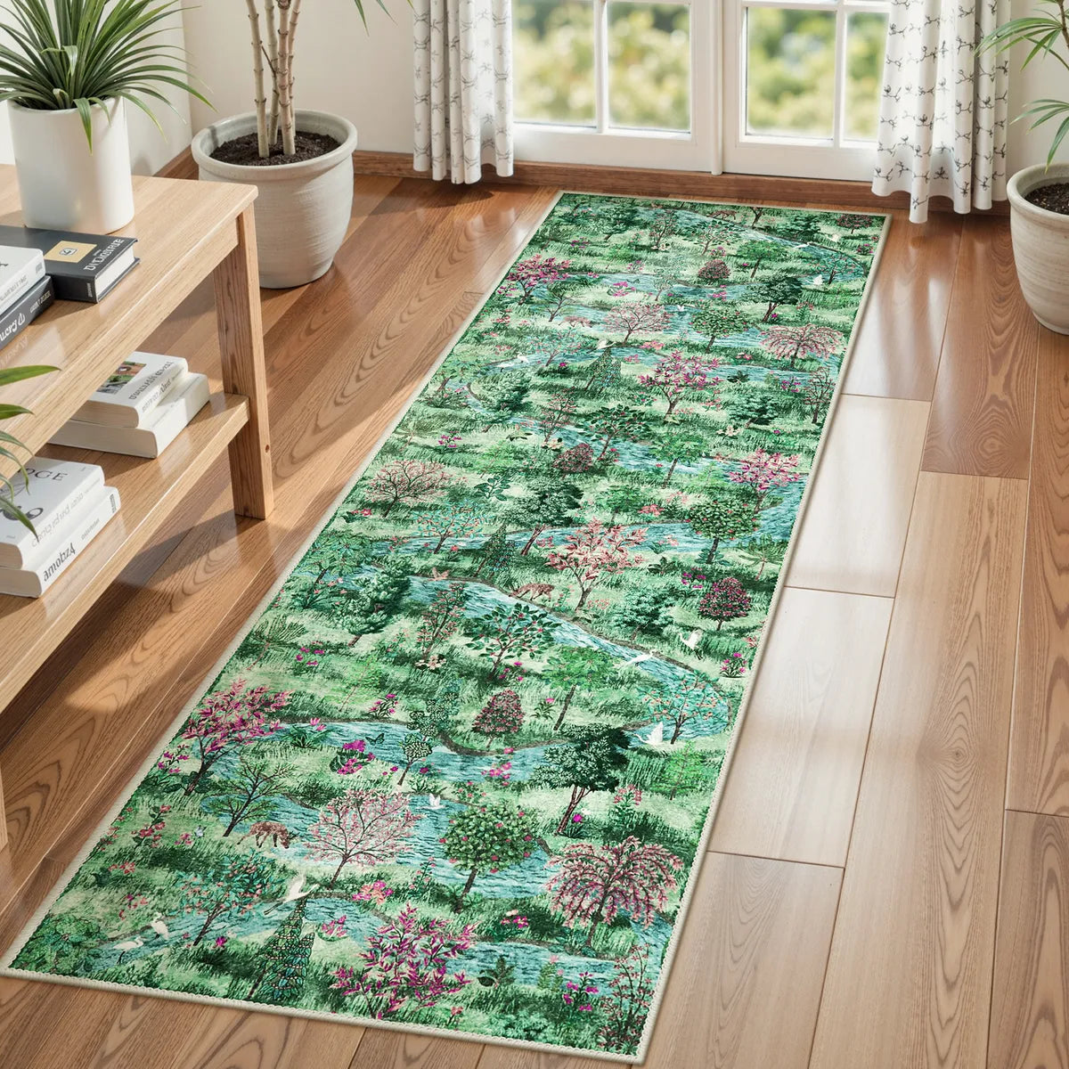 Vernay Washable Forest Woodland Green Rug Area Rugs Lahome