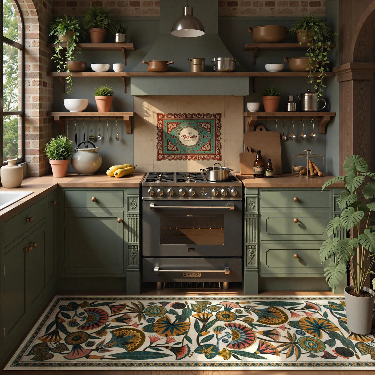 Zaya Washable Egyptian-Inspired Botanical Cream Rug Rugs Lahome