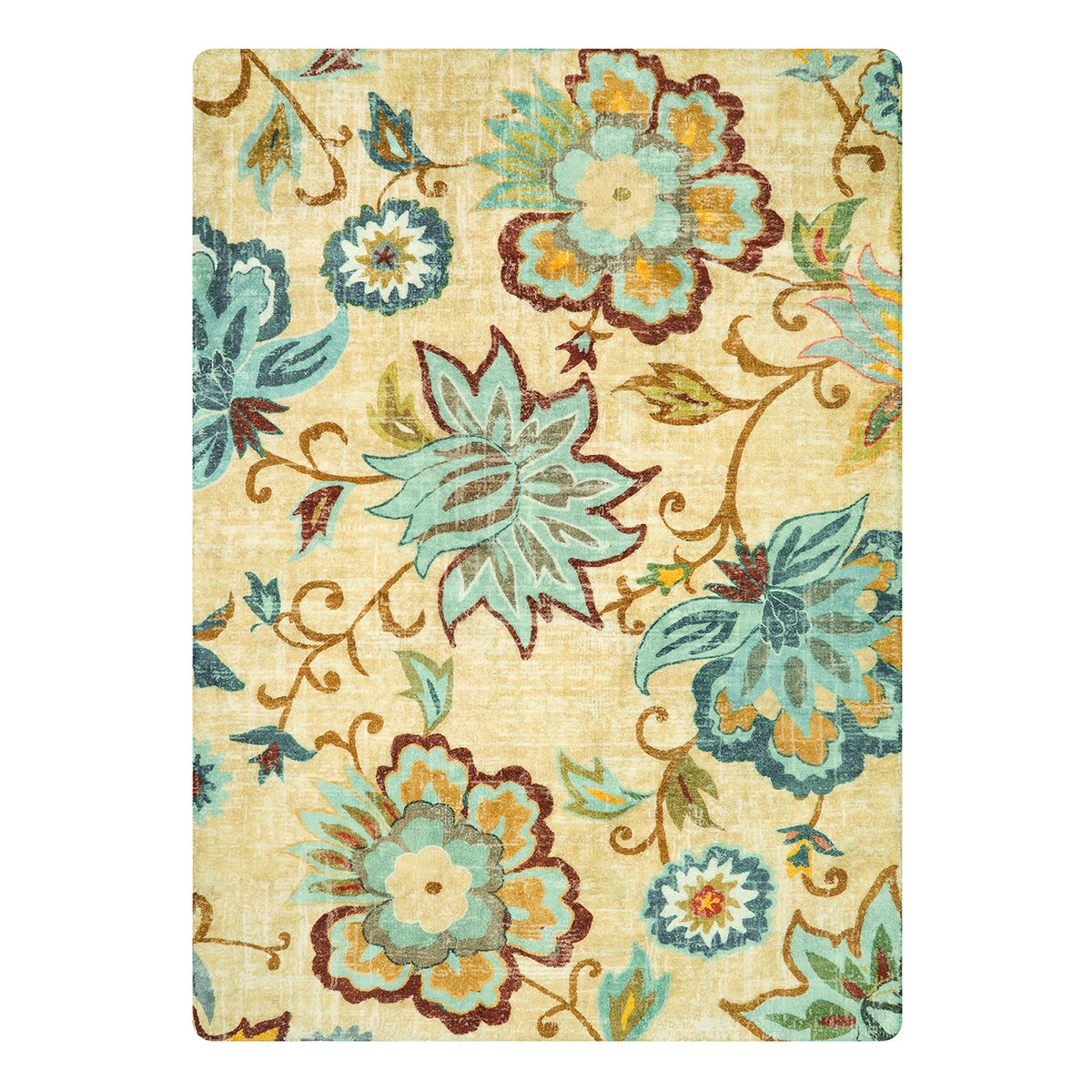 Cloris Washable Paisley Modern Floral Beige/Celadon Area Rug Area Rugs Lahome