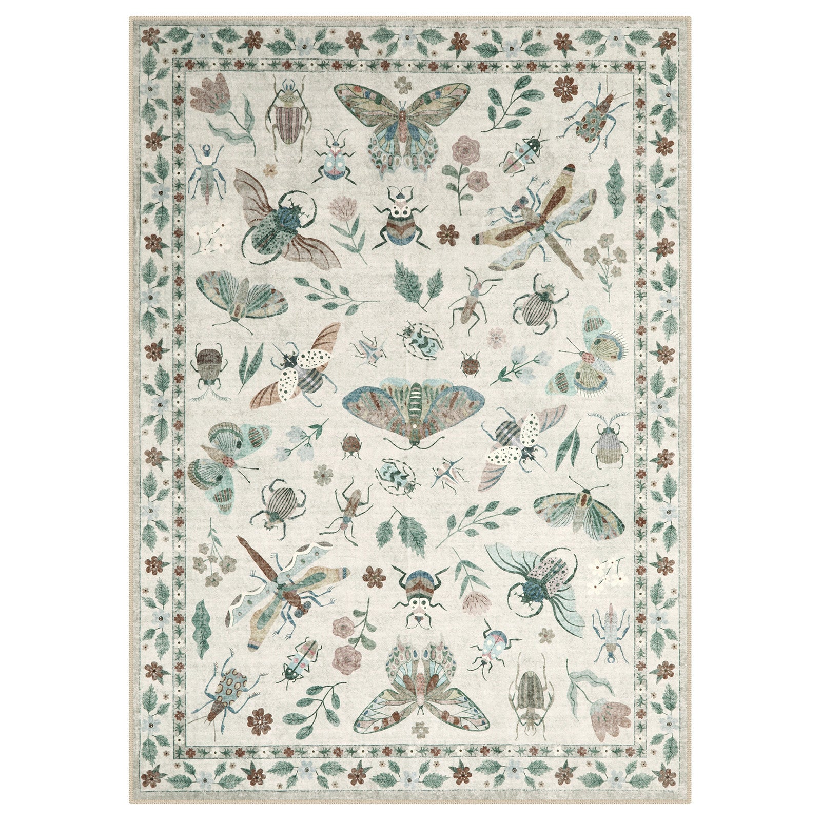 Vionnet Washable Modern Parisian Insect Beige Rug1 Clearance Rugs Lahome