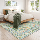 Sylvie Washable Boho Modern Parisian Garden Floral Green Rug Area Rugs Lahome