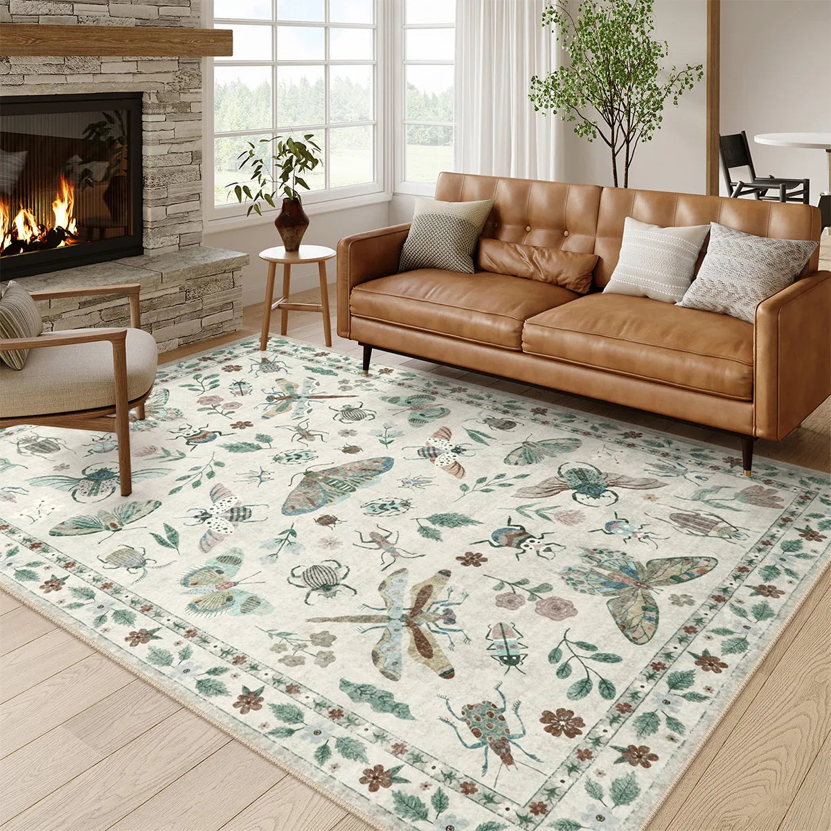 Clearance Vionnet Washable Modern Parisian Insect Beige Rug Clearance Rugs Lahome 8' x 10'