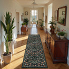 Claude Washable Maximalism Vibrant Blossom Floral Black Rug Area Rugs Lahome