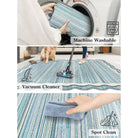 Estelle Washable Modern Abstract Bordered Scalloped Blue Rug Irregular Rugs Lahome