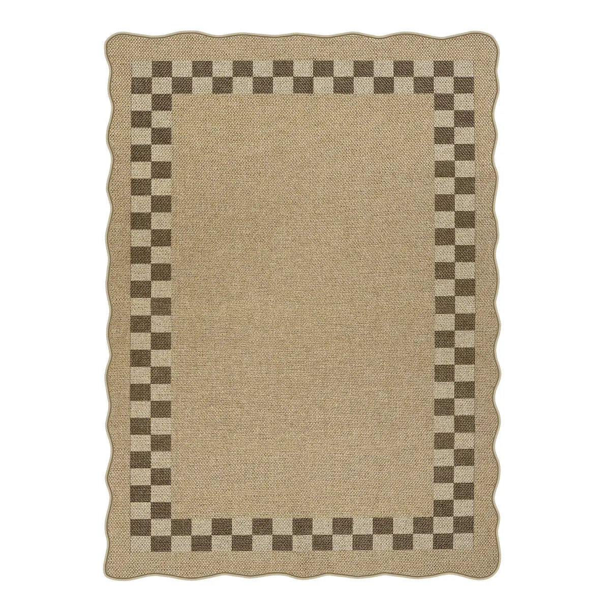 Linoe Washable Checkered Wavy Oatmeal Easy Jute Rug Rugs Lahome