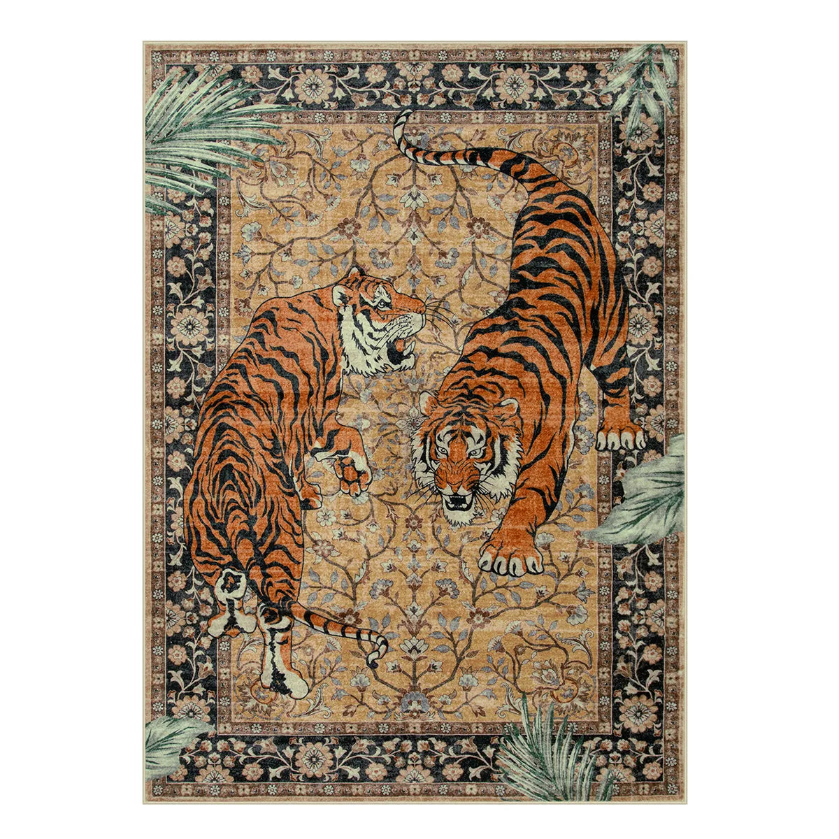Rava Washable Wild Tiger Desert Yellow Rug Area Rugs Lahome