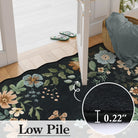 Flore Washable Boho Modern Parisian Floral Black 4x6 Rug Clearance Rugs Lahome