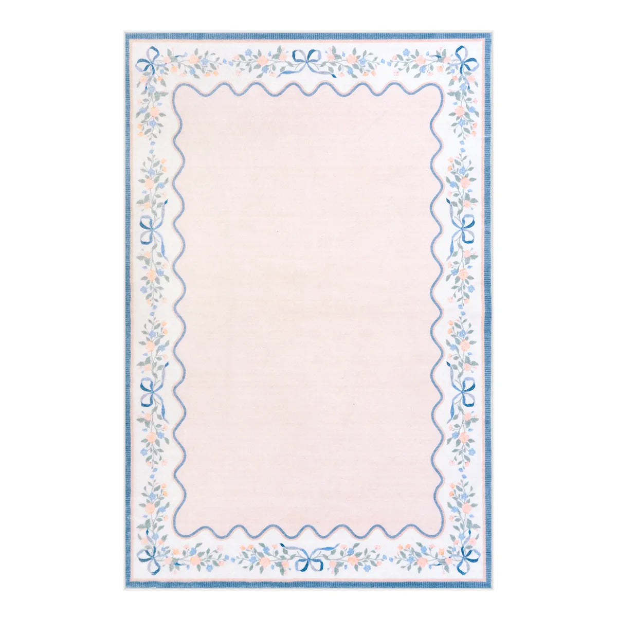 Maelis Washable Vintage Ribbon Pink Rug Rugs Lahome