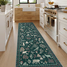 Cora Washable Modern Vibrant Jungle Animals Green Rug Clearance Rugs Lahome 2.5' x 10'