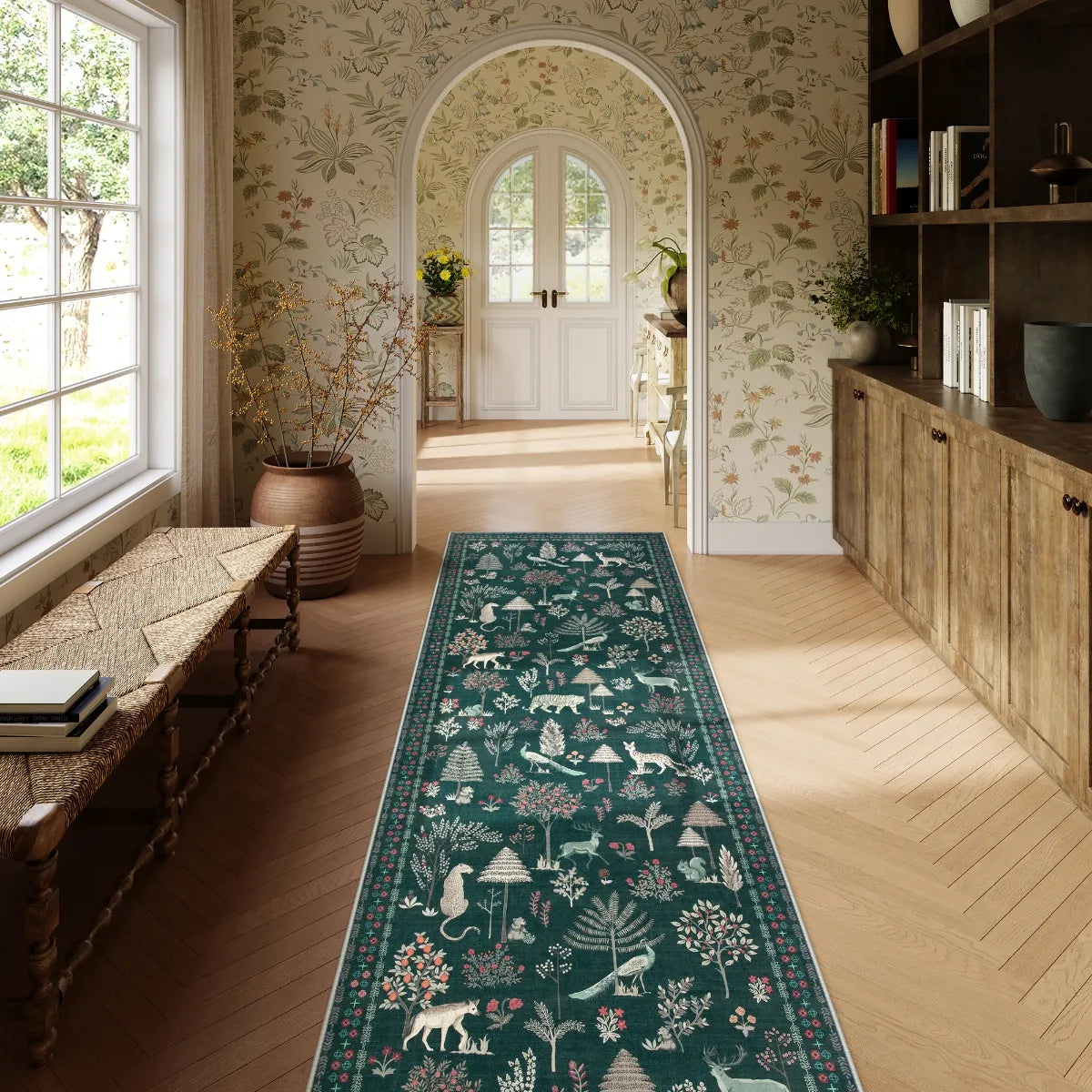 Cora Washable Modern Vibrant Jungle Animals Green Rug Clearance Rugs Lahome