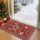 Olivier Christmas Washable Tree and Santa Red Rug Area Rugs Lahome 2' x 3'