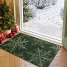 Perle Christmas Washable Crystal Snowflake Green Rug Area Rugs Lahome 2' x 3'