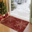 Perle Christmas Washable Crystal Snowflake Red Rug Area Rugs Lahome 2' x 3'