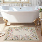 Solene Washable Modern Blooming Floral Garden Beige Rug Area Rugs Lahome