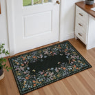 Solene Washable Modern Blooming Floral Garden Black Rug Area Rugs Lahome