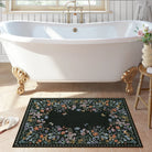Solene Washable Modern Blooming Floral Garden Black Rug Area Rugs Lahome