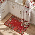 Nolan Christmas Washable Modern Blooming Floral Garden Red Rug Area Rugs Lahome