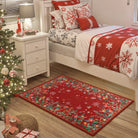 Nolan Christmas Washable Modern Blooming Floral Garden Red Rug Area Rugs Lahome