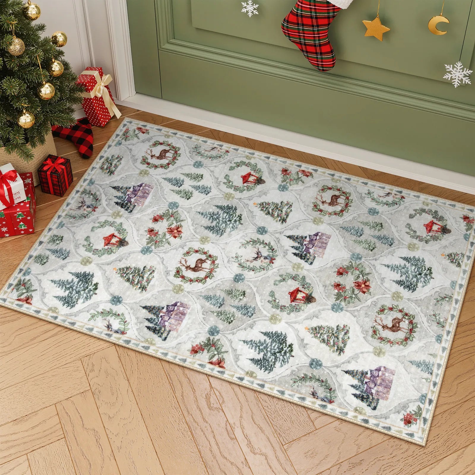 Pascal Christmas Washable World Moroccan Beige Rug Area Rugs Lahome 2' x 3'