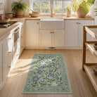 Solace Washable Boho French Elegant Floral Green Rug Rugs Lahome